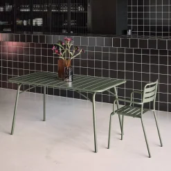 Tavolo da giardino pieghevole in metallo 6 posti, 140cm