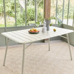 Tavolo da giardino pieghevole in metallo 6 posti, 140cm