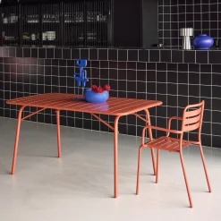 Tavolo da giardino pieghevole in metallo 6 posti, 140cm