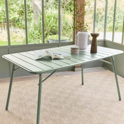 Tavolo da giardino pieghevole in metallo 6 posti, 140cm