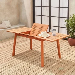 Tavolo da giardino rettangolare allungabile in legno, 6 a 10 posti
