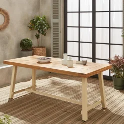 Tavolo da interno/esterno in legno e metallo, 6-8 posti