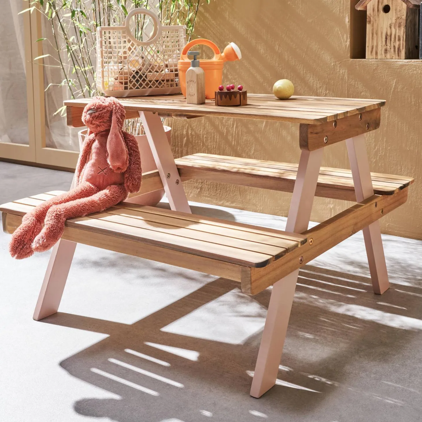 Tavolo da picnic in legno per bambini, 2 posti a sedere