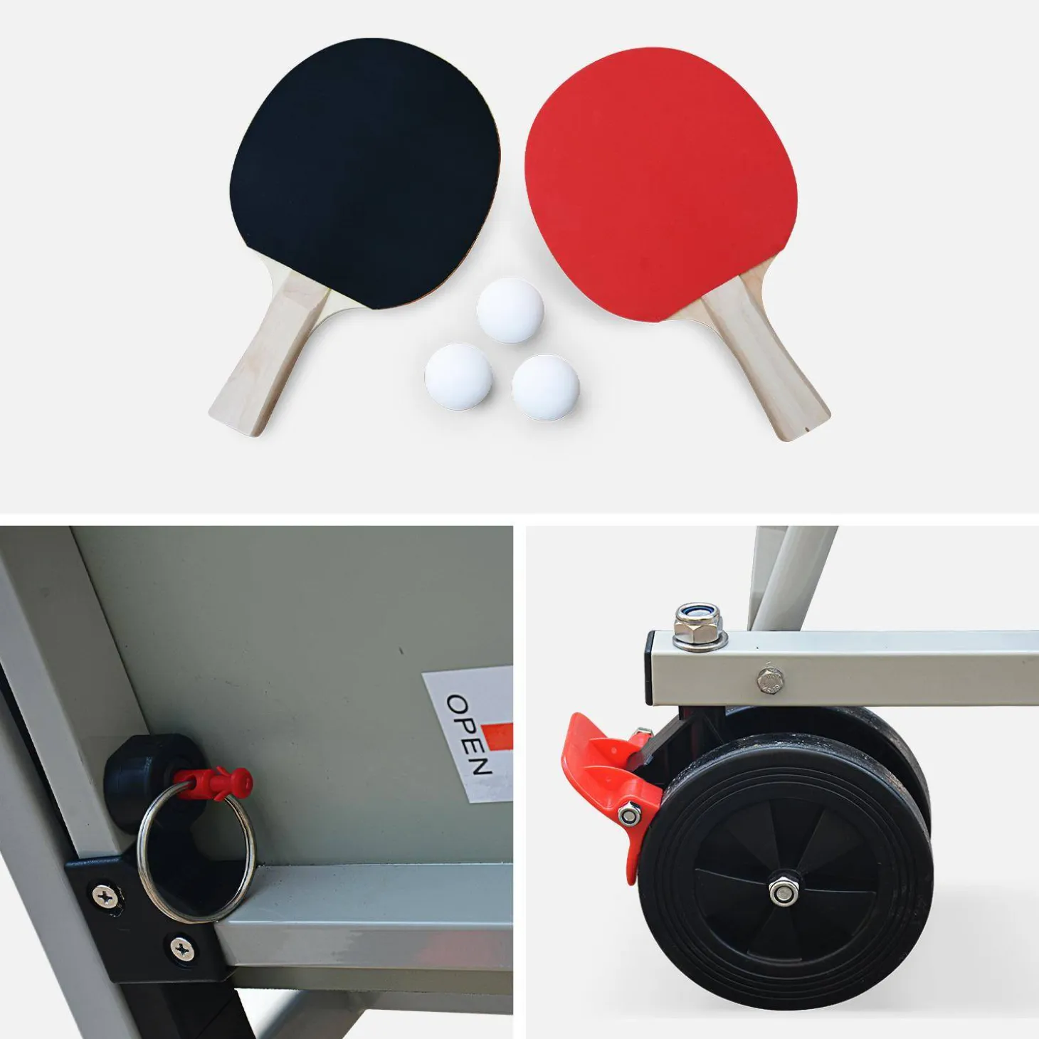 Tavolo da ping pong per esterni 274cm con 2 racchette e 3 palline + copertura in PVC