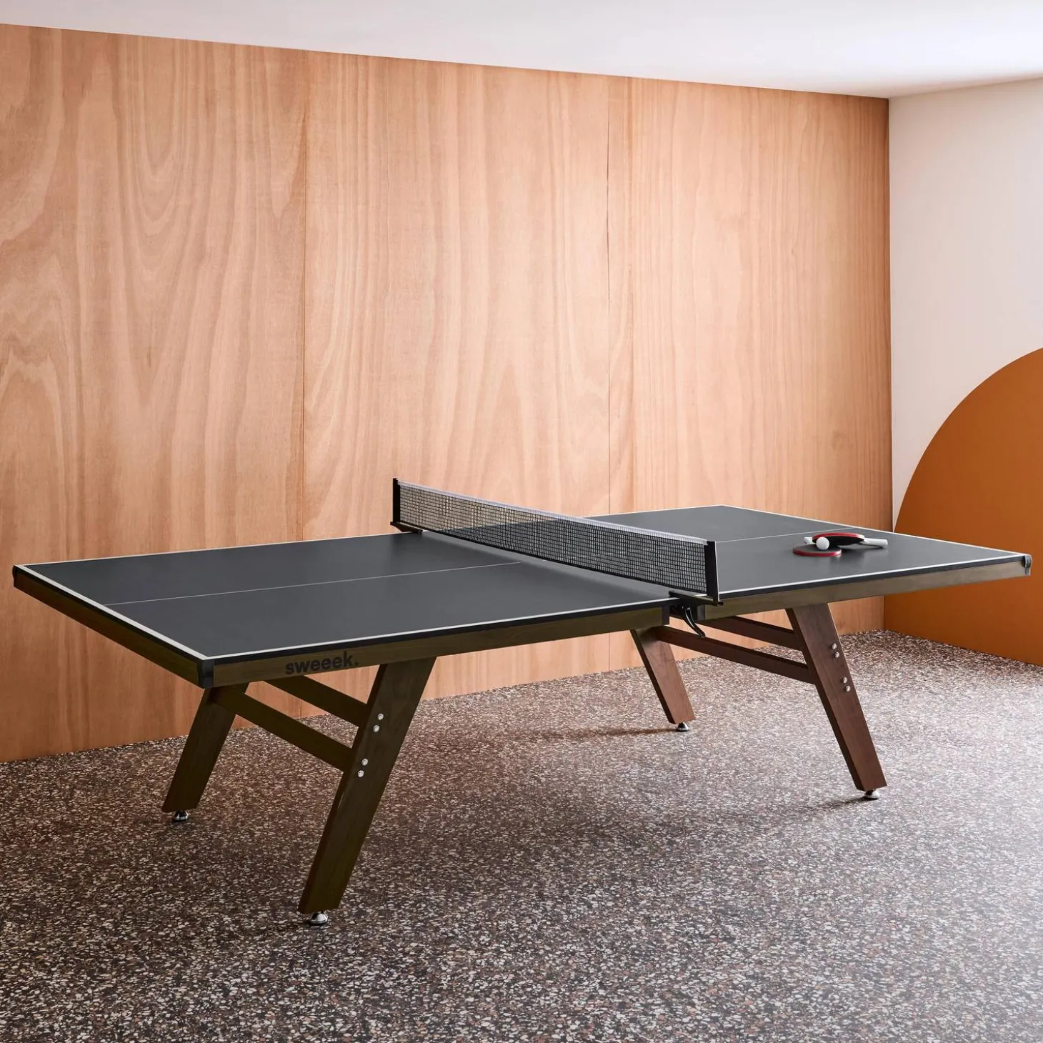Tavolo da ping pong per interni deluxe con 2 racchette e 3 palline, 274cm