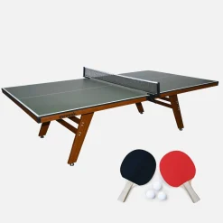 Tavolo da ping pong per interni deluxe con 2 racchette e 3 palline, 274cm