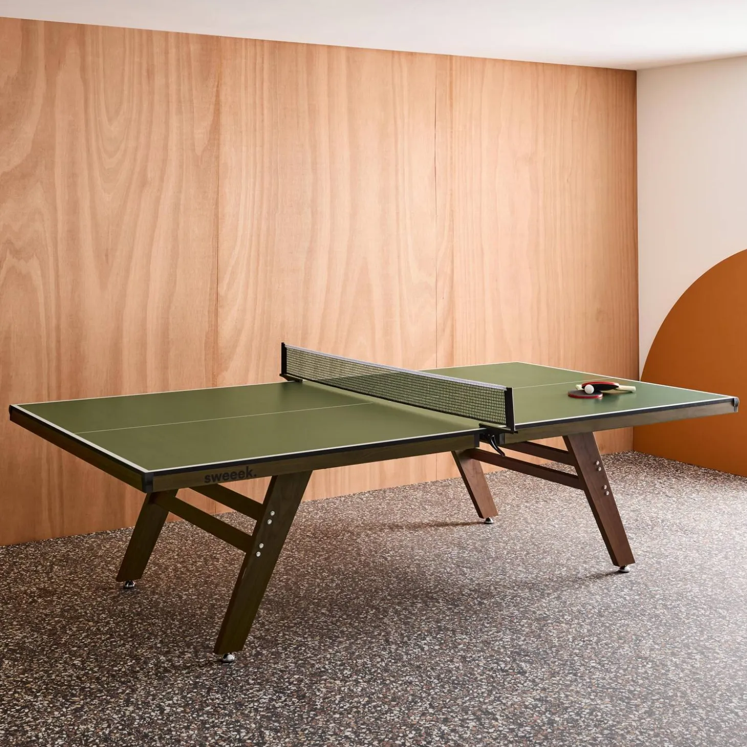 Tavolo da ping pong per interni deluxe con 2 racchette e 3 palline, 274cm
