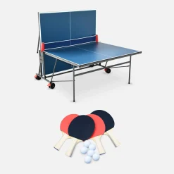 Tavolo da ping pong pieghevole da interno con 4 racchette e 6 palline, 274cm