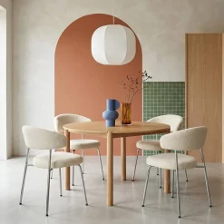 Tavolo da pranzo rotondo in legno di hevea, 4 posti