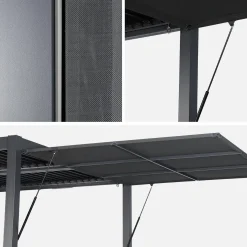 Tenda laterale retrattile in alluminio e textilene per pergola bioclimatica, 3m