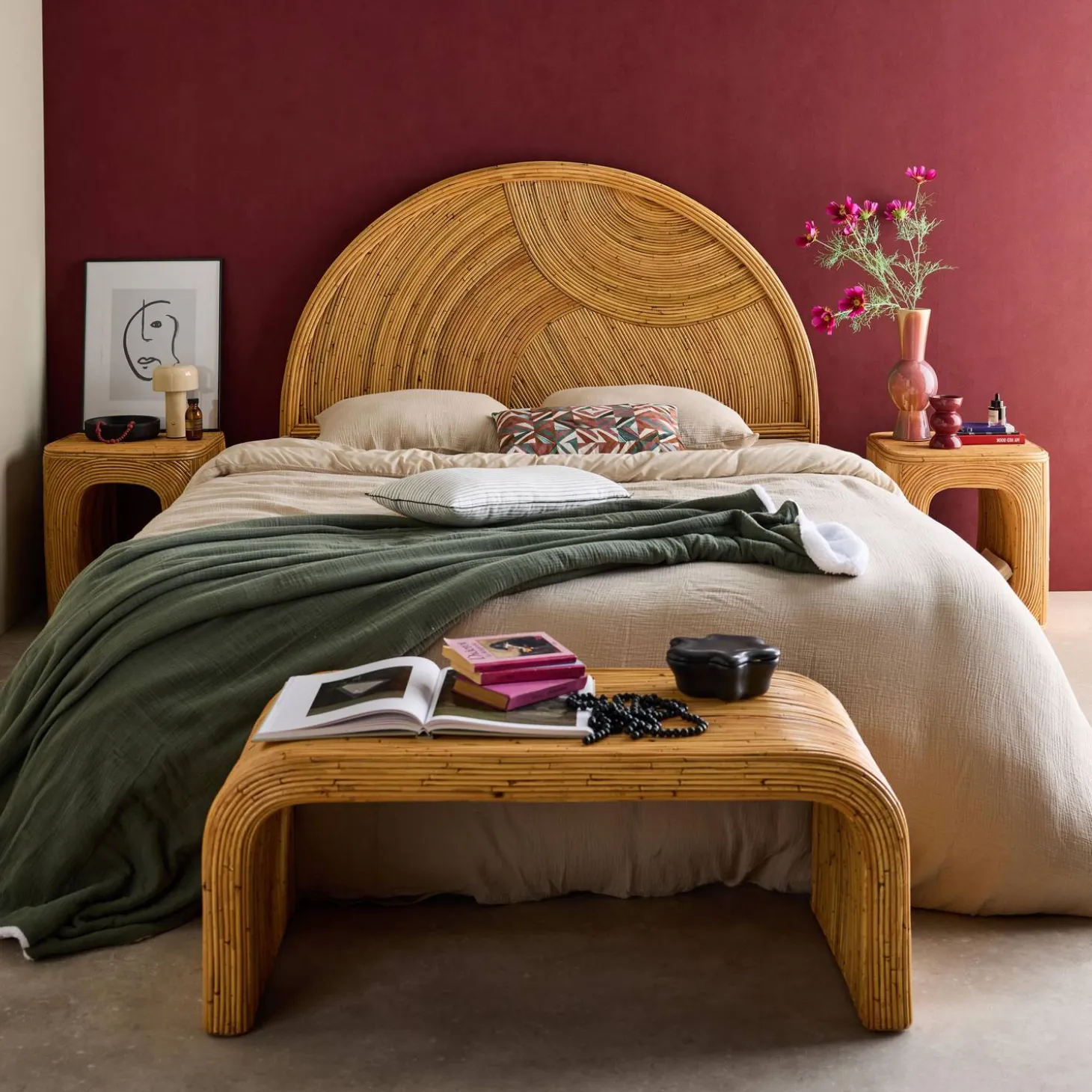Testata in rattan naturale