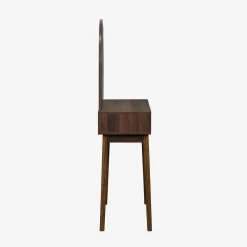 Toeletta trucco decorata in legno con specchio e 2 cassetti, 90cm