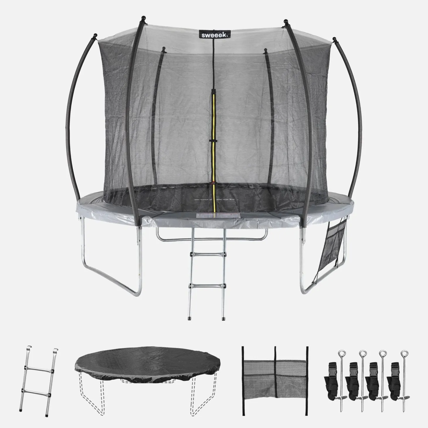 Trampolino 250cm con rete interna e pacchetto accessori