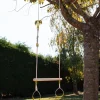Trapezio in legno con anelli metallici per il cavalletto