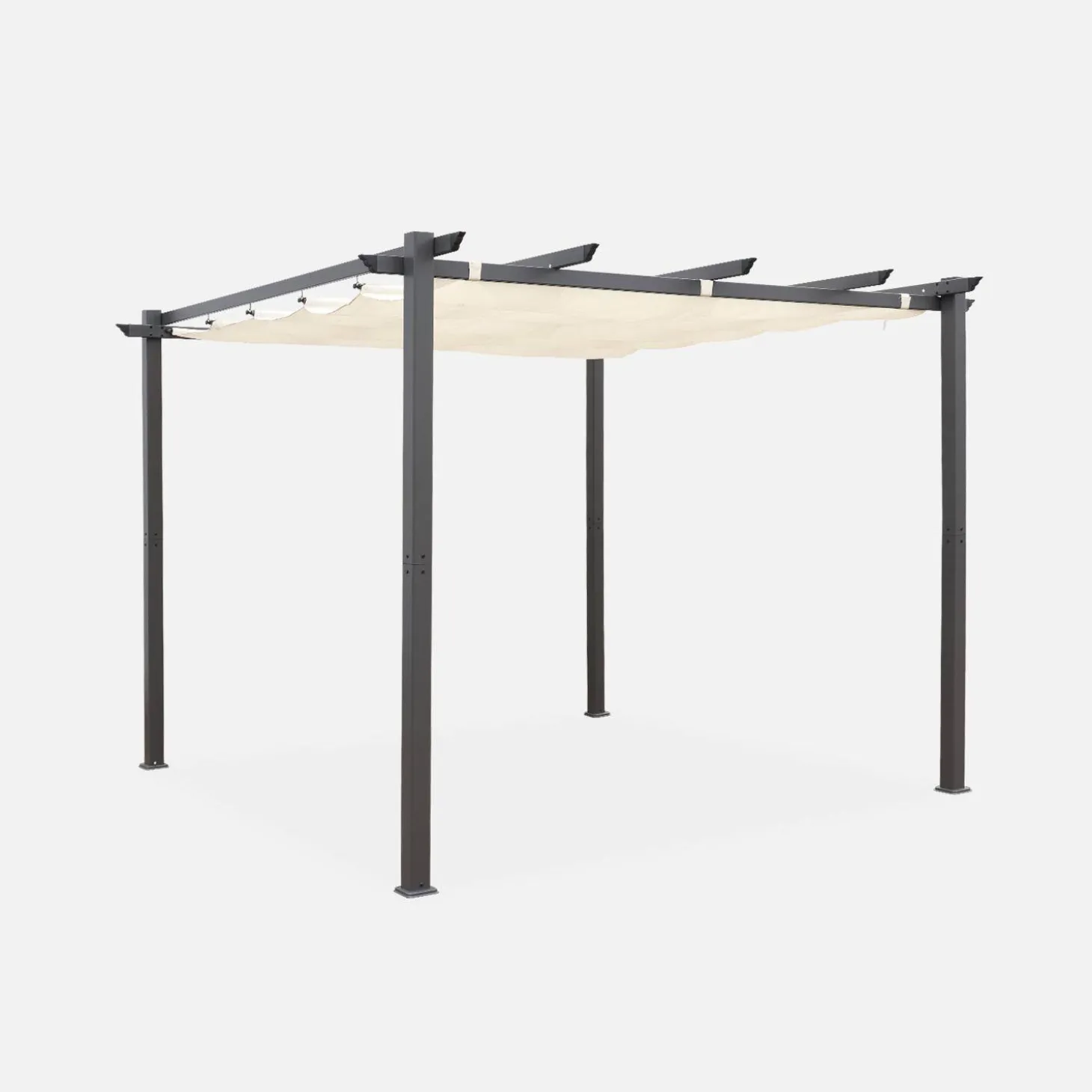 3x3m Pergola, alluminio, copertura scorrevole