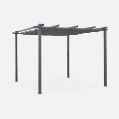3x3m Pergola, alluminio, copertura scorrevole