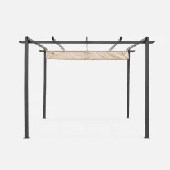 3x3m Pergola, alluminio, copertura scorrevole